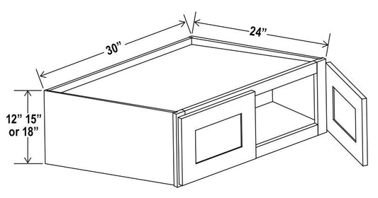 Refrigerator Wall Cabinet Double Doors - 30"W X 12"H X 24"D