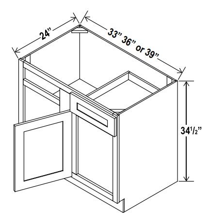 Blind Base Corner Cabinet - 39"W X 24"D X 34-1/2"H