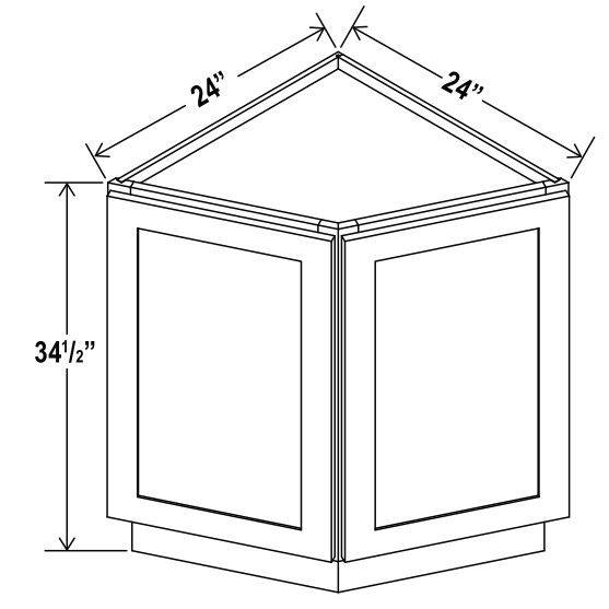 Angle Base Cabinet - 24"W X 24"D X 34-1/2"H With 2 Door