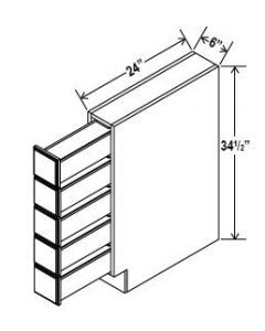 Base Spice Drawer: 6"W X 24"D X 34-1/2"H