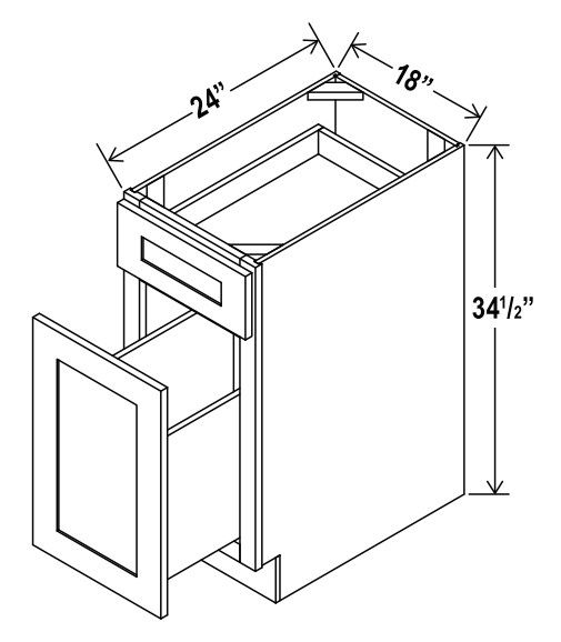 Base Waste Basket Cabinet - 18"W X 34-1/2"H X 24"D