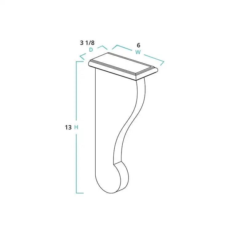 Corbel - 6"W x 13"H x 3 1/8" D