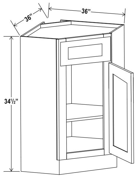 Corner Sink Base Cabinet - 36"W X 34-1/2"H X 24"D