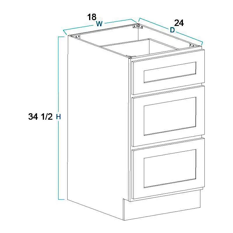 3 Drawer Base Cabinet 18"