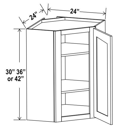 Wall Diagonal Corner Cabinet - 24"W X 36"H X 12"D