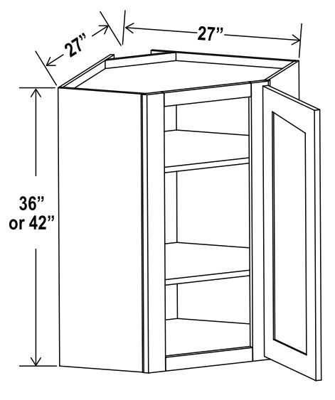 Wall Diagonal Corner Cabinet - 27"W X 42"H X 12"D