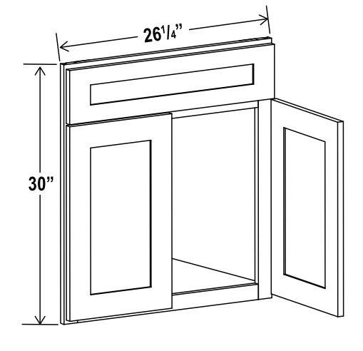 Corner Sink Base Front - 26 1/4"W X 30"H X 3/4"D - Goes With DCSF42