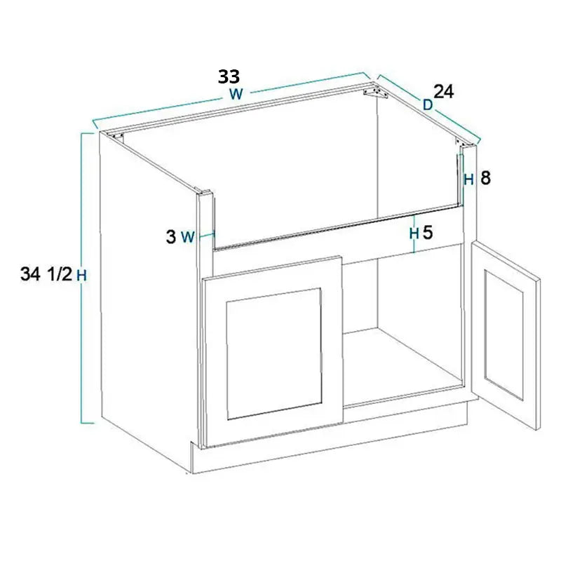 Farm Sink Base Cabinet 33"W