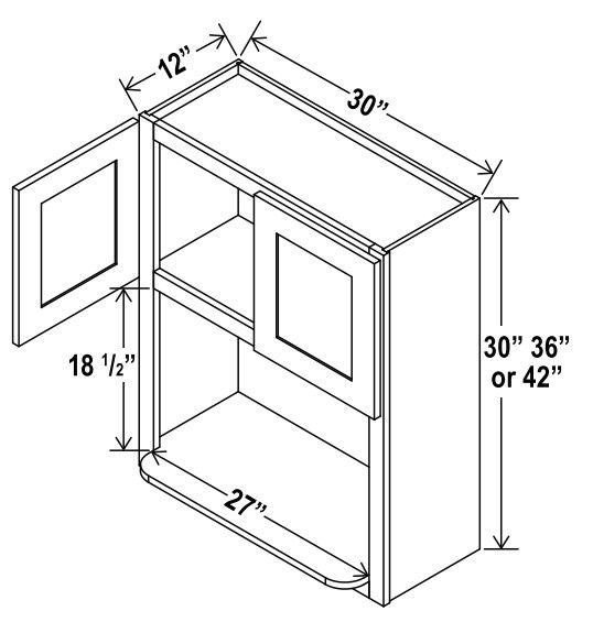 Microwave Wall Cabinet - 30"W X 36"H X 12"D