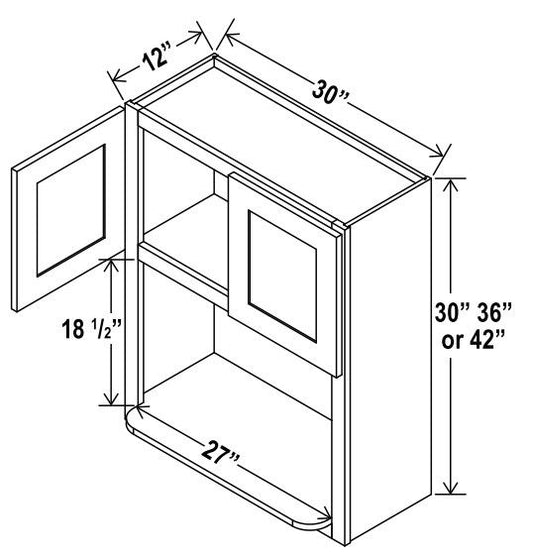 Microwave Wall Cabinet - 30"W X 30"H X 12"D