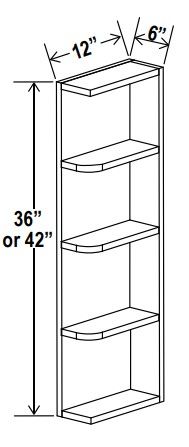 Open End Shelf - 6"W X 36"H X 12"D