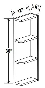 Wall End Shelf - 6"W x 30"H x 12"D