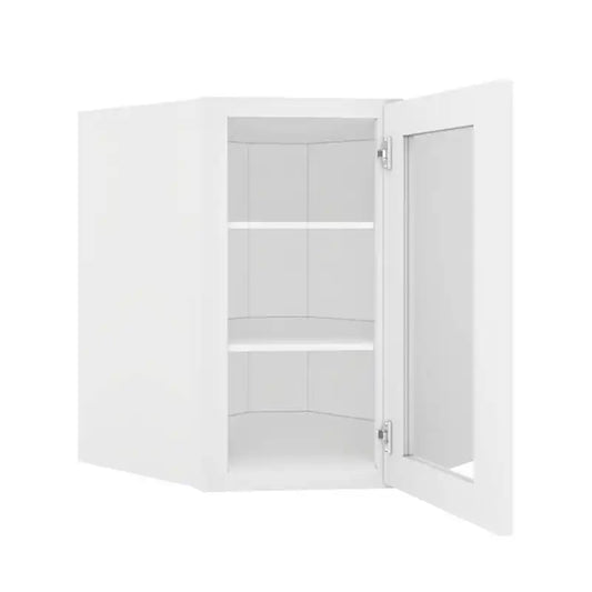 Wall Diagonal Open Frame Glass Door Cabinet - 24"W x 30"H x 12"D
Painted Interior