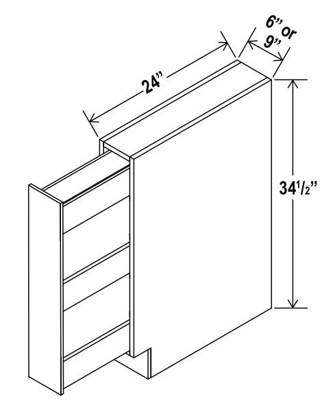 Spice Pull Base Cabinet - 6"W X 34-1/2"H X 24"D