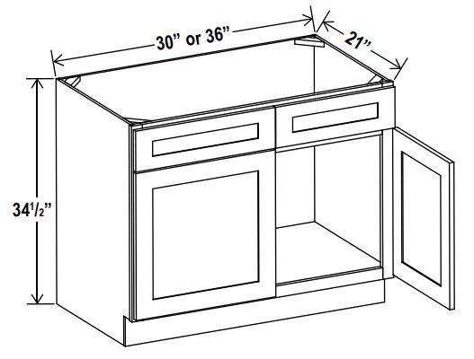 Vanity Sink Base Cabinet - 30"W x 34 1/2"H x 21"D