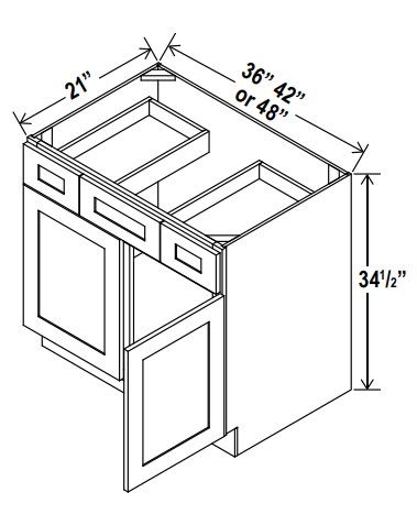 Vanity Sink Drawer Base Cabinet - 48"W x 34 1/2"H x 21"D