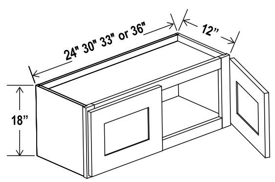 Wall Cabinet Double Door - 24"W x 18"H x 12"D