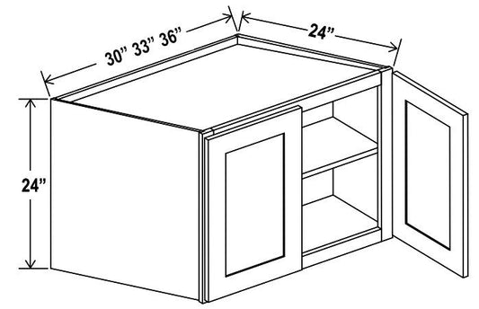 Refrigerator Wall Cabinet Double Doors - 30"W X 24"H X 24"D