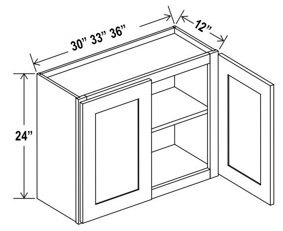 Wall Cabinet Double Door - 30"W X 24"H X 12"D