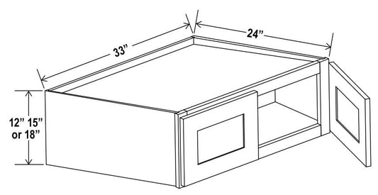 Refrigerator Wall Cabinet Double Doors - 33"W X 12"H X 24"D