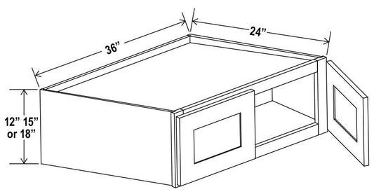 Refrigerator Wall Cabinet Double Doors - 36"W X 12"H X 24"D