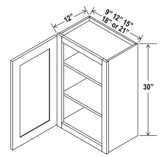 Wall Cabinet Single Door - 9"W X 30"H X 12"D