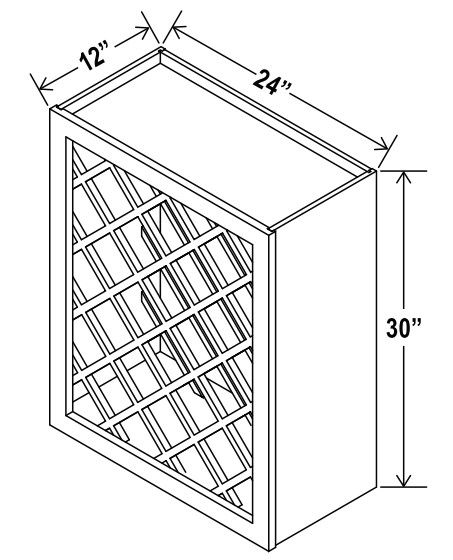 Wall Wine Rack Cabinet - 24"W X 30"H X 12"D