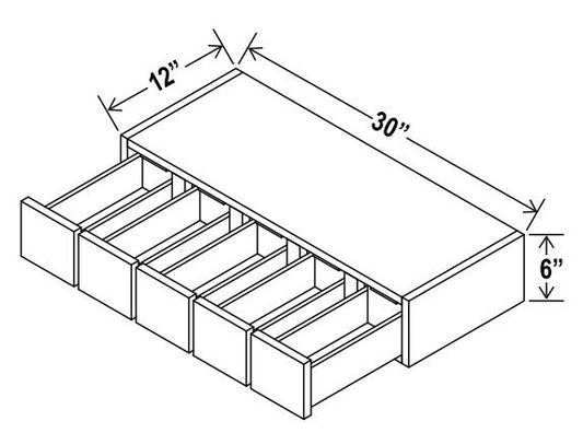 Wall Spice Drawer - 30"W X 6"H X 12"D