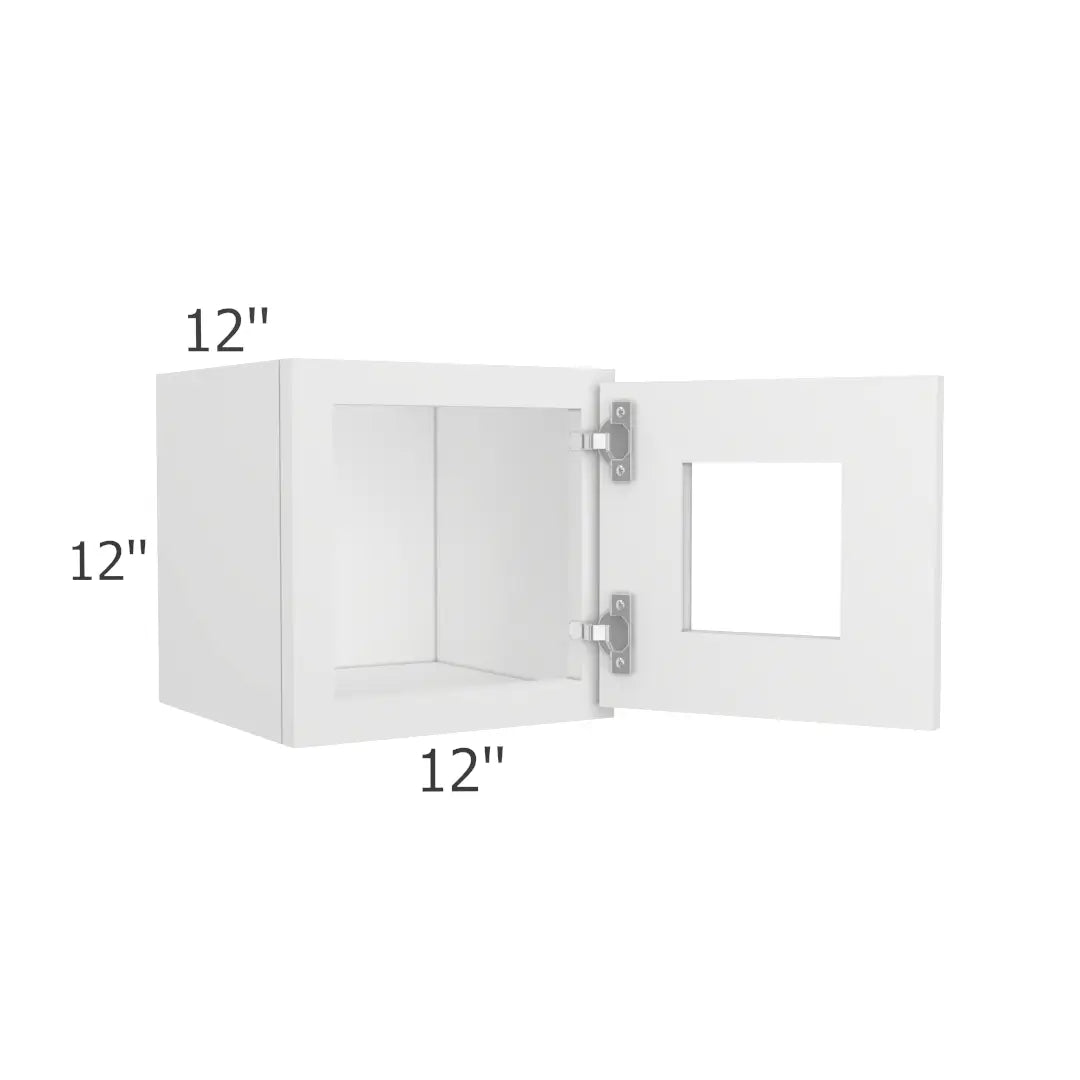 Wall Beveled Glass Door Cabinet with Finished Interior - 12"W X 12"H X 12"D