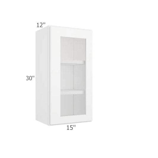 Wall Open Frame Glass Door Cabinet - 15"W x 30"H x 12"D Painted Interior