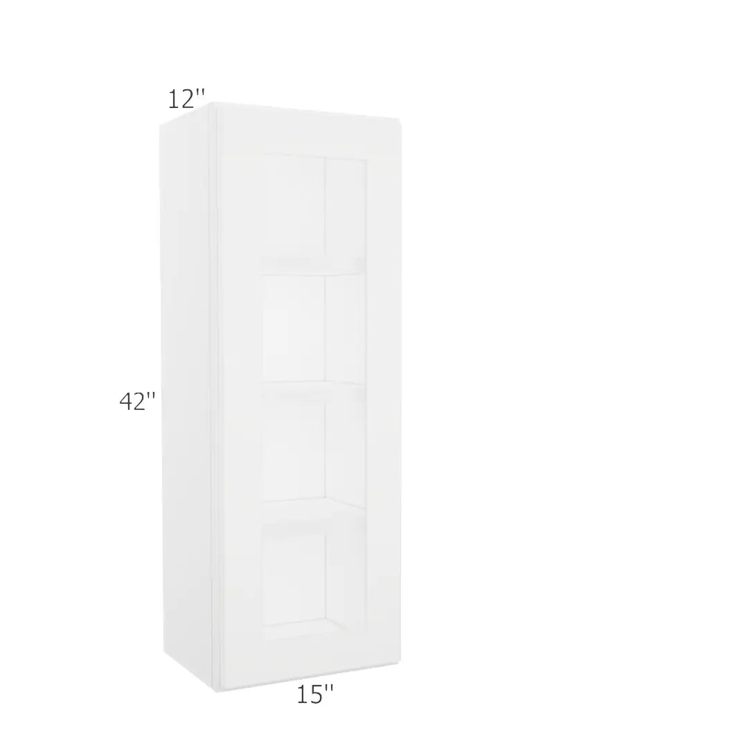 Wall Open Frame Glass Door Cabinet - 15"W x 42"H x 12"D
Painted Interior