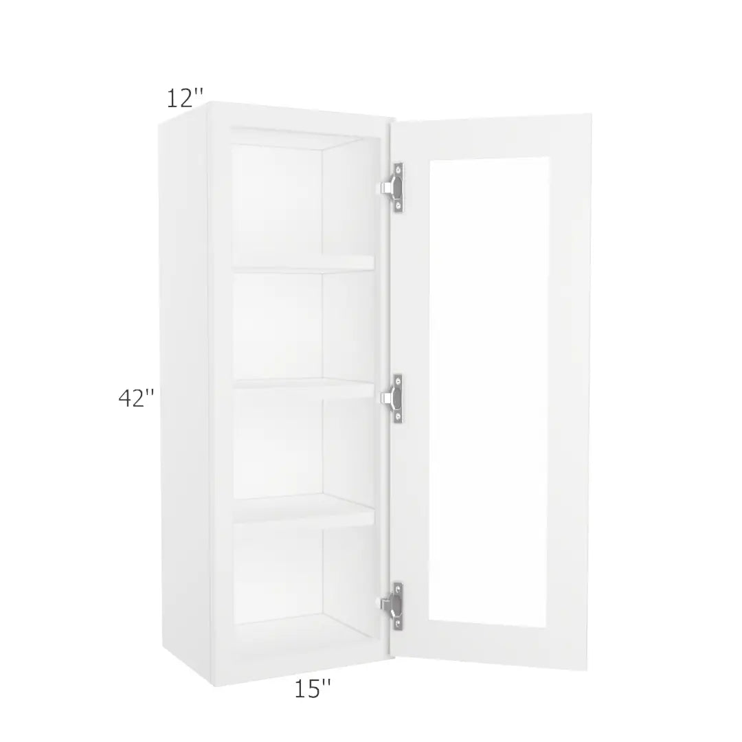 Wall Open Frame Glass Door Cabinet - 15"W x 42"H x 12"D
Painted Interior