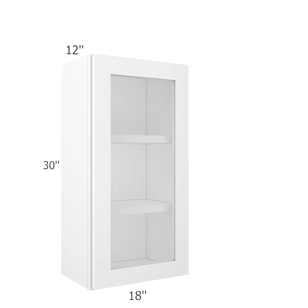 Wall Open Frame Glass Door Cabinet - 18"W x 30"H x 12"D
Painted Interior