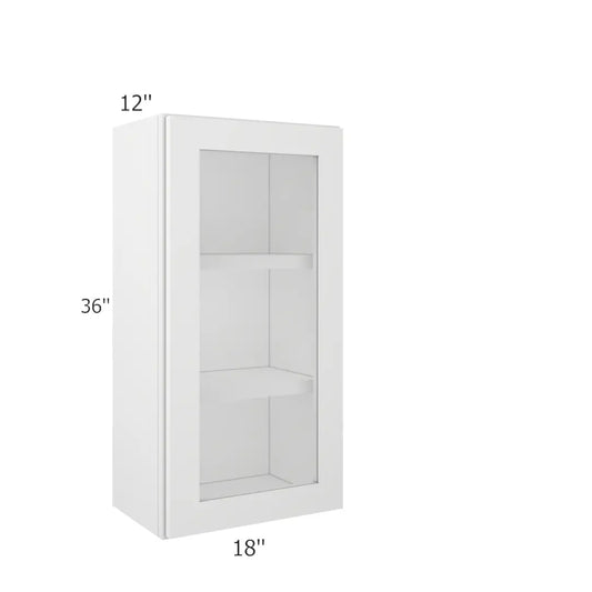 Wall Open Frame Glass Door Cabinet - 18"W x 36"H x 12"D Painted Interior