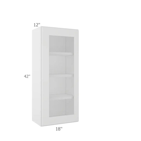 Wall Open Frame Glass Door Cabinet - 18"W x 42"H x 12"D Painted Interior