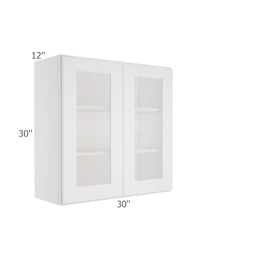 Wall Open Frame Glass Door Cabinet - 30"W x 30"H x 12"D Painted Interior