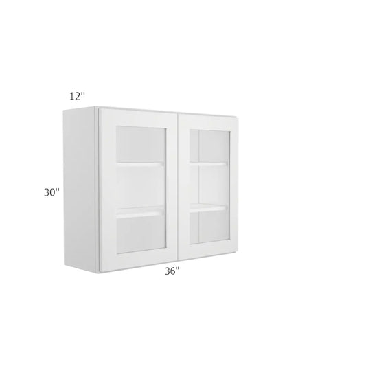 Wall Open Frame Glass Door Cabinet - 36"W x 30"H x 12"D Painted Interior