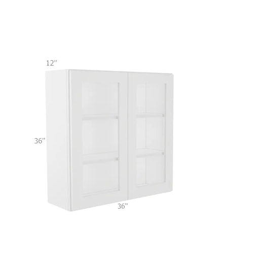 Wall Open Frame Glass Door Cabinet - 36"W x 36"H x 12"D Painted Interior