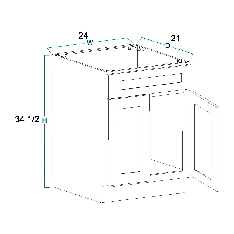 Vanity Sink Base Cabinet - 24"W X 34 1/2"H X 21"D