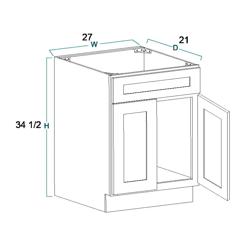 Vanity Sink Base Cabinet - 27"W X 34 1/2"H X 21"D