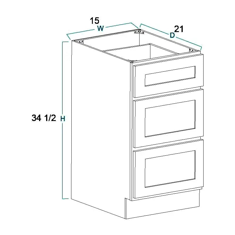 Vanity Drawer Base Cabinet - 15"W X 34 1/2"H X 21"D